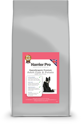 Hypoallergenic Fish and Potato Adult Dog Food with SKIN-SOOTHE - HarrierProPetFoods.co.uk