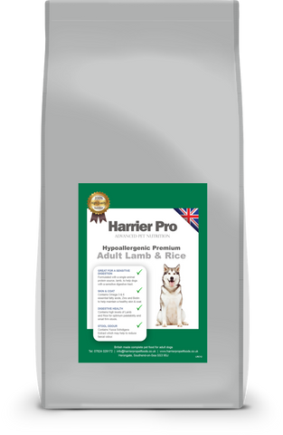 Hypoallergenic Lamb and Rice Adult Dog Food - HarrierProPetFoods.co.uk