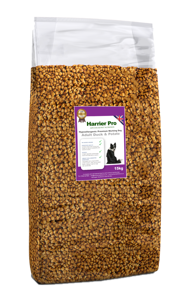 Hypoallergenic Duck Potato Grain Free Adult Dog Food FREE Delivery Harrier Pro Pet Foods