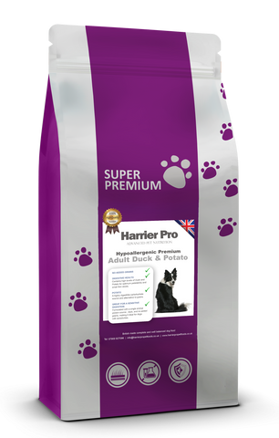 Hypoallergenic Duck and Potato Grain Free Adult Dog Food - Harrier Pro Pet Foods.co.uk