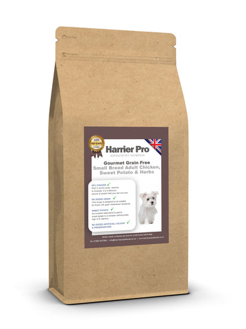 Grain Free Chicken, Sweet Potato and Herb Small Breed Adult Dog Food - HarrierProPetFoods.co.uk