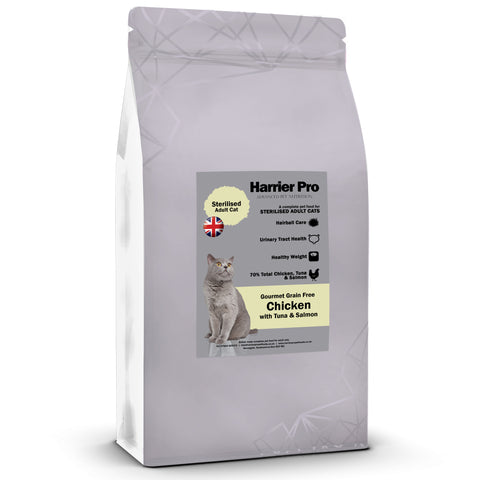 Gourmet Grain Free Fresh Chicken, Tuna & Salmon Cat Food - Harrier Pro Pet Foods.co.uk