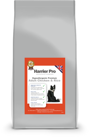 Hypoallergenic Chicken and Rice Adult Dog Food - HarrierProPetFoods.co.uk