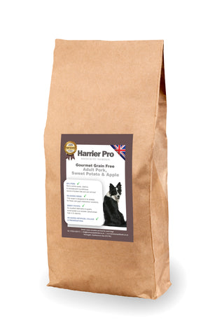 Gourmet Grain Free Pork, Sweet Potato and Apple Adult Dog Food - HarrierProPetFoods.co.uk