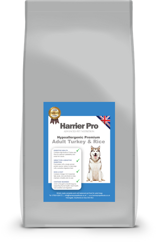 Hypoallergenic Turkey and Rice Adult Dog Food - HarrierProPetFoods.co.uk