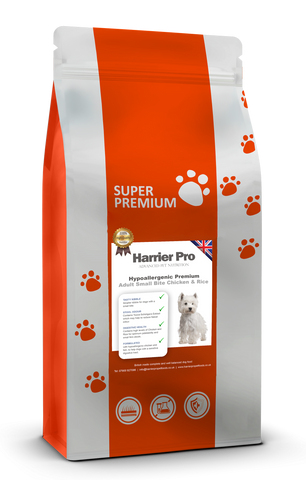 Hypoallergenic Chicken and Rice Small Breed Adult Dog Food - Harrier Pro Pet Foods.co.uk