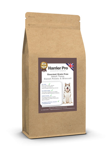 Grain Free Tuna, Salmon, Sweet Potato and Broccoli Adult Dog Food - HarrierProPetFoods.co.uk