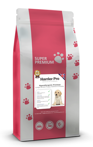 Hypoallergenic Salmon and Potato Large Breed Puppy Food - Harrier Pro Pet Foods.co.uk